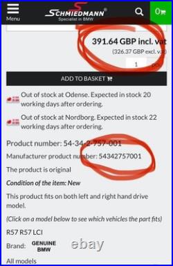 Brand New 2009-2014 Genuine Bmw Mini R57 Jcw Cooper Convertible Wind Deflector