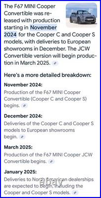 Brand New 2025 Genuine Bmw Mini Cooper Jcw F67 Convertible Wind Deflector & Bag