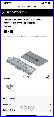 Brand New! Genuine Bmw Mini F57 2016-2024 Convertible Wind Deflector & Bag