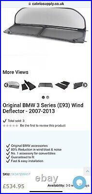 Brand New Unused 2007-13 Genuine Bmw 3 Series Convertible M3 E93 Wind Deflector