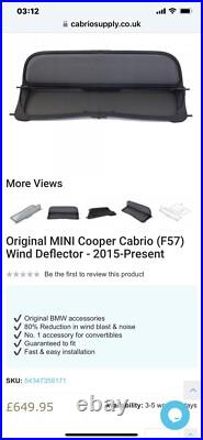 Brand New & Unused Genuine Bmw Mini F57 2016-2023 Convertible Wind Deflector Bag