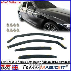 For BMW 3 Series F30 F80 4door Saloon 2012-2019 Wind Deflectors 4pc Smoked Black