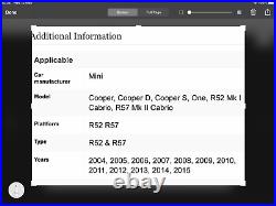 Genuine BMW Mini R52 Convertible Wind Deflector And Zipped Carry case