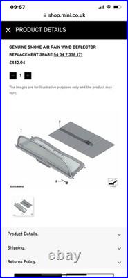 Mint Condtn Genuine Bmw Mini F57 2016 2024 Convertible Wind Deflector & Bag