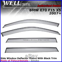 WELLvisors BMW X5 07-17 F15 Side Clip on Window Visors Black